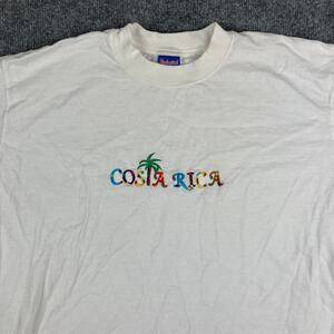 Ecological T-Shirt Mens Size XXL White Costa Rica Embroidered Tropical Tee